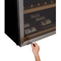Armário de vidro de aço inoxidável refrigerador de vinho leve LED